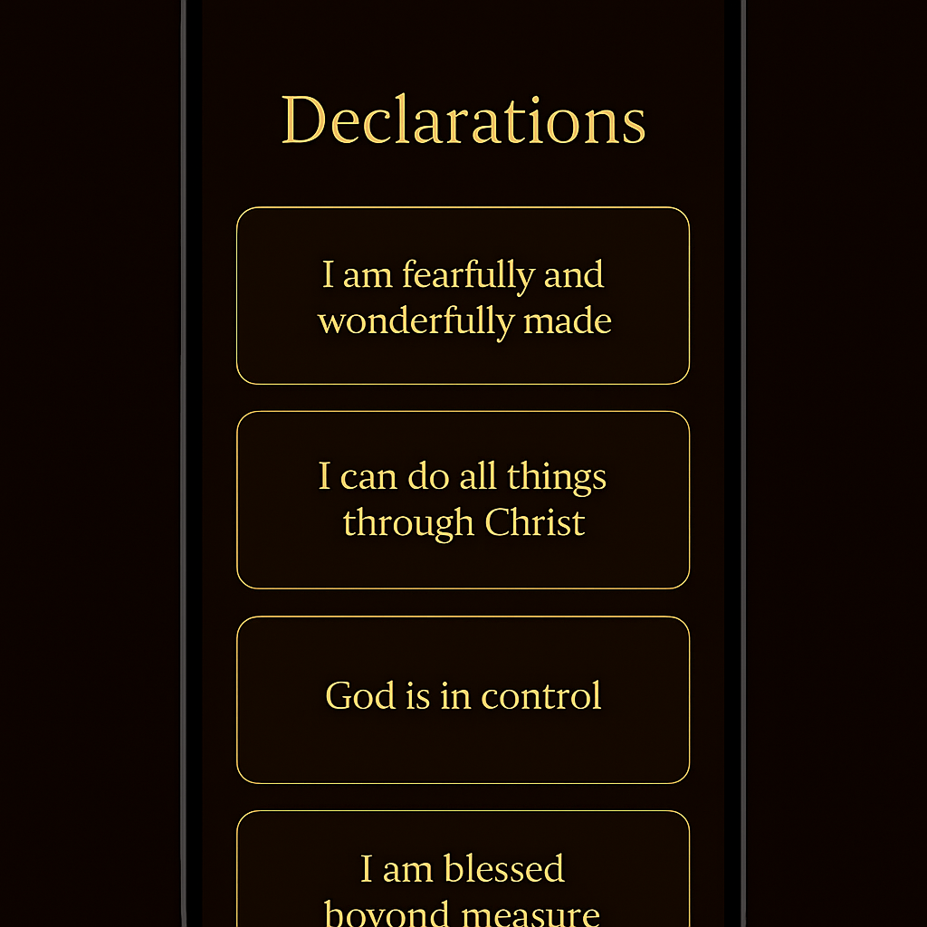 Hagah faith declarations list screen